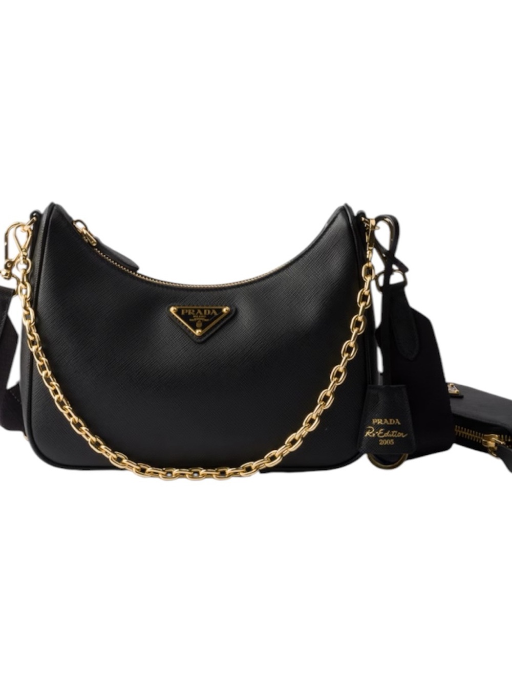 Prada Black Saffiano Shoulder re-edition